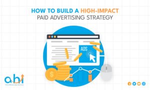 Illustration of a computer screen with ads, coins, and a mouse, representing paid advertising strategy.