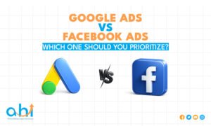 Comparison graphic of Google Ads vs Facebook Ads highlighting search intent vs social discovery.